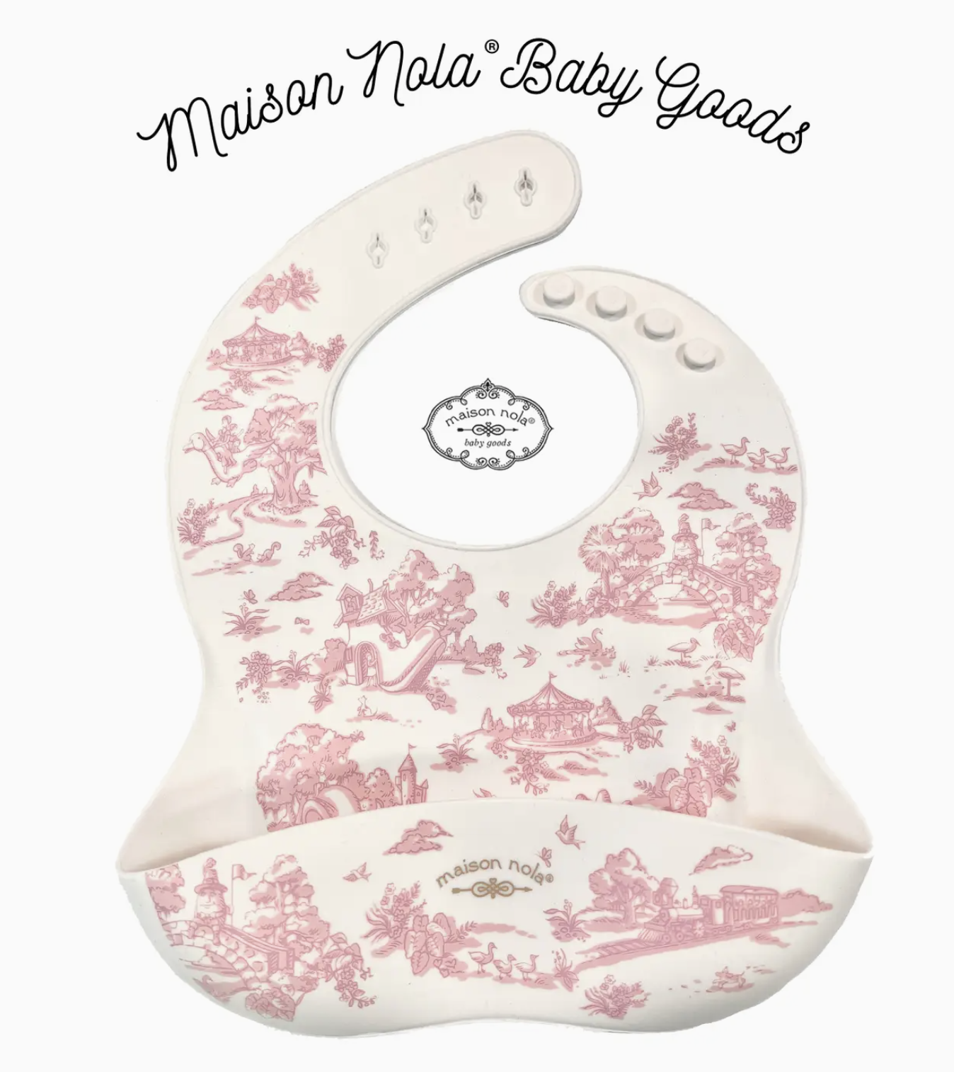 Storyland Toile Silicone Bib Pink