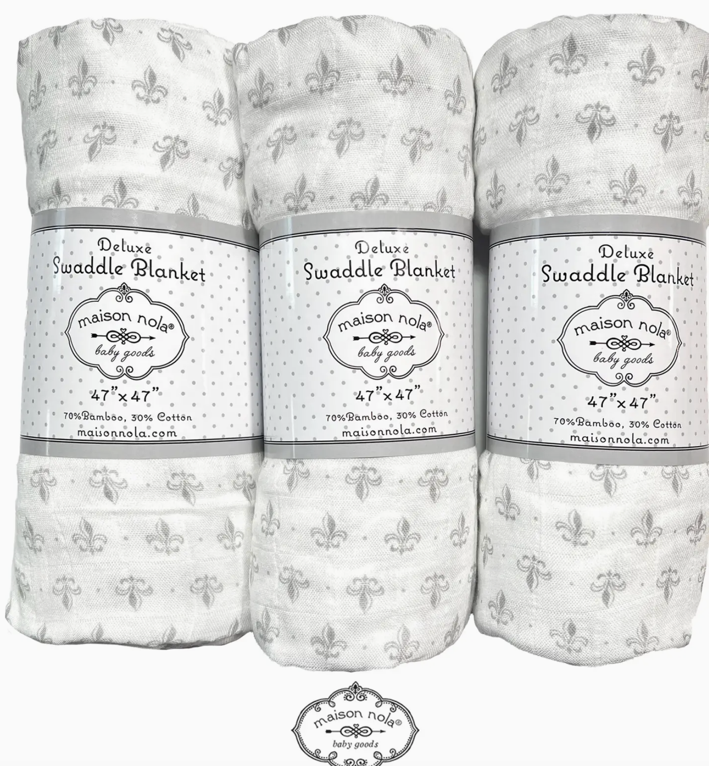 Fleur De Lis Grey Muslin Swaddle