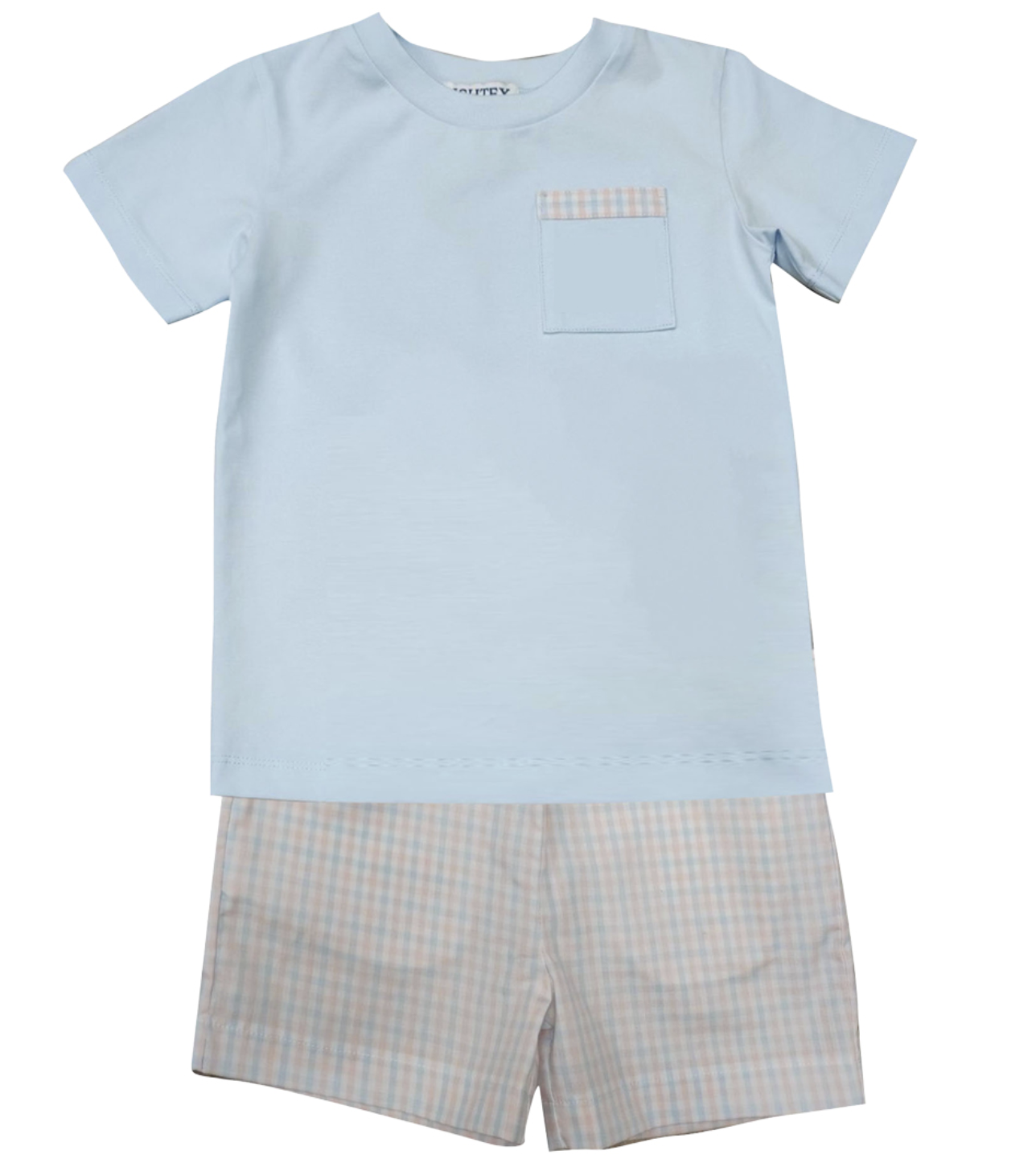 Blue Plaid Boy's Short Set