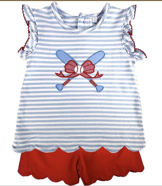 Baseball Girl's Shorts Set
