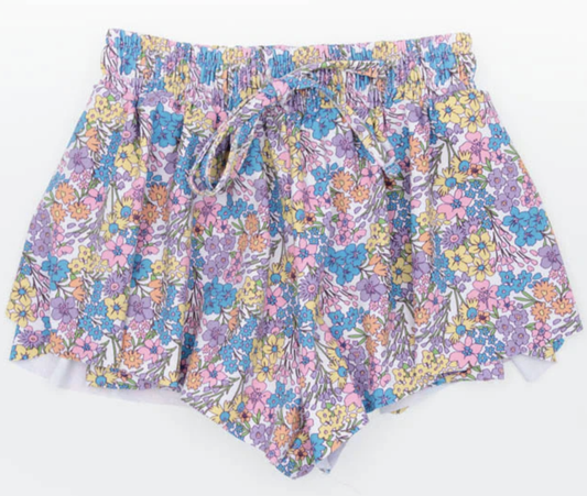 Wild Flowers On Butterfly Flowy Short