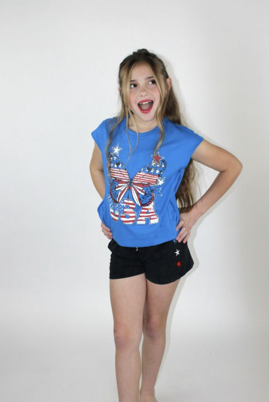 Black Shorts W/ Embroidered Stars