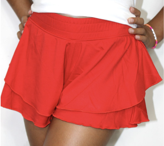 Red Ruffled Shorts