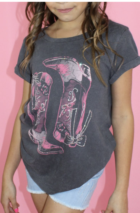Rhinestones Boots Graphic Shirt