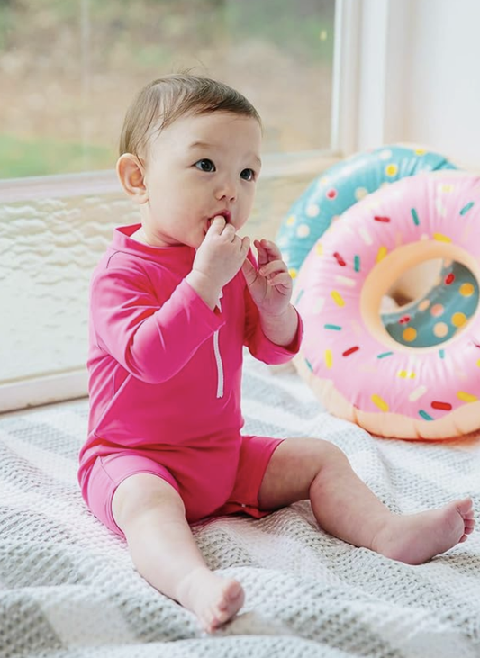 Vaenait Baby Solid Pink Rashguard One-Piece