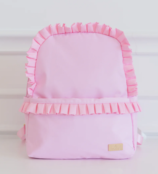 Pink Ruffled Nylon Backpack