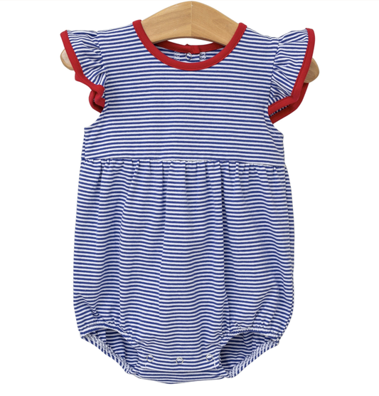 TSK Lucy Game Day Bubble- Royal Blue Stripe-Red