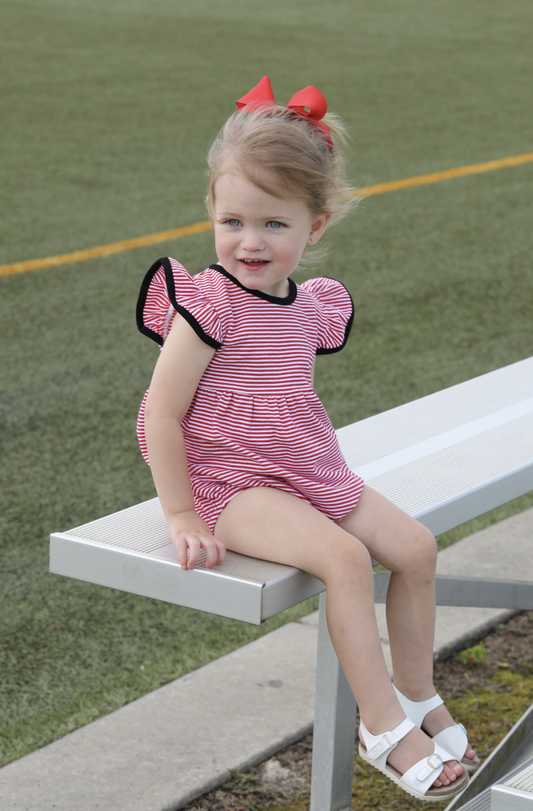 TSK Lucy Game Day Bubble- Red Stripe-Black