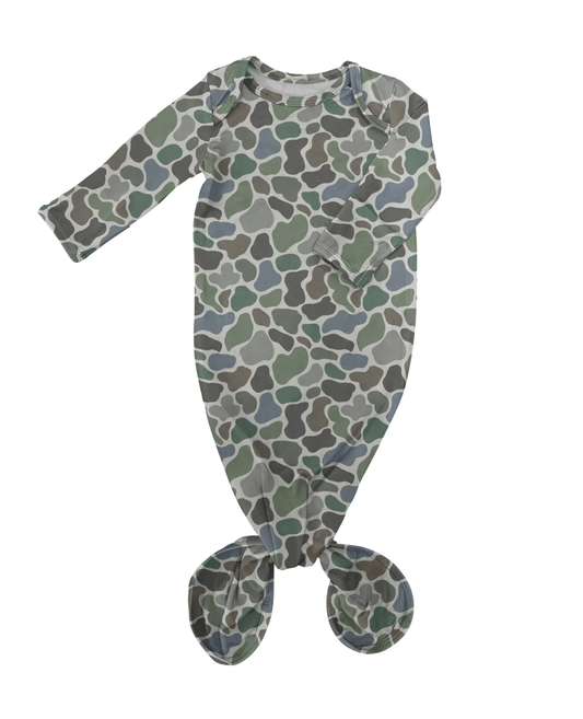 Knotted Infant Gown - Pebble Camo