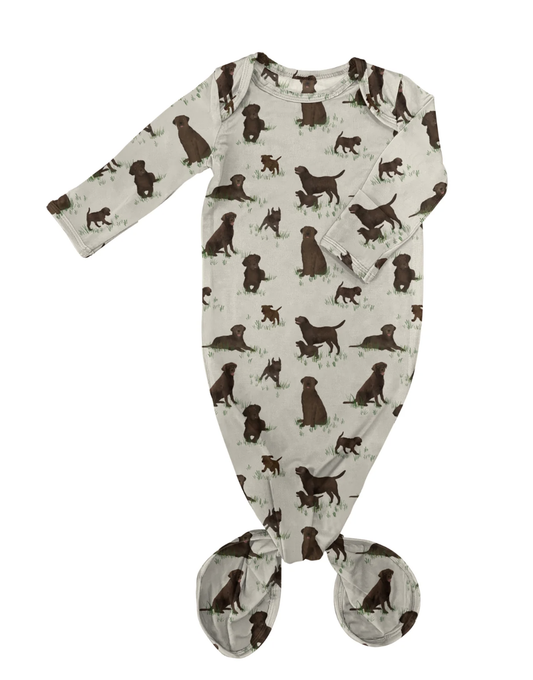 Knotted Infant Gown - Chocolate Labs