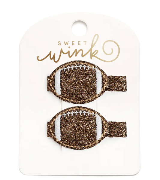 Football Glitter Clip Set - Game Day - Hair Clips