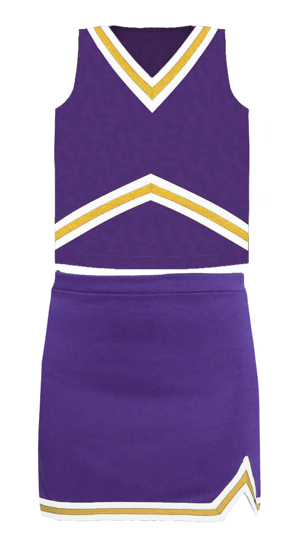Azarhia Shimmer Cheer Suit in Purple & Gold Game Day
