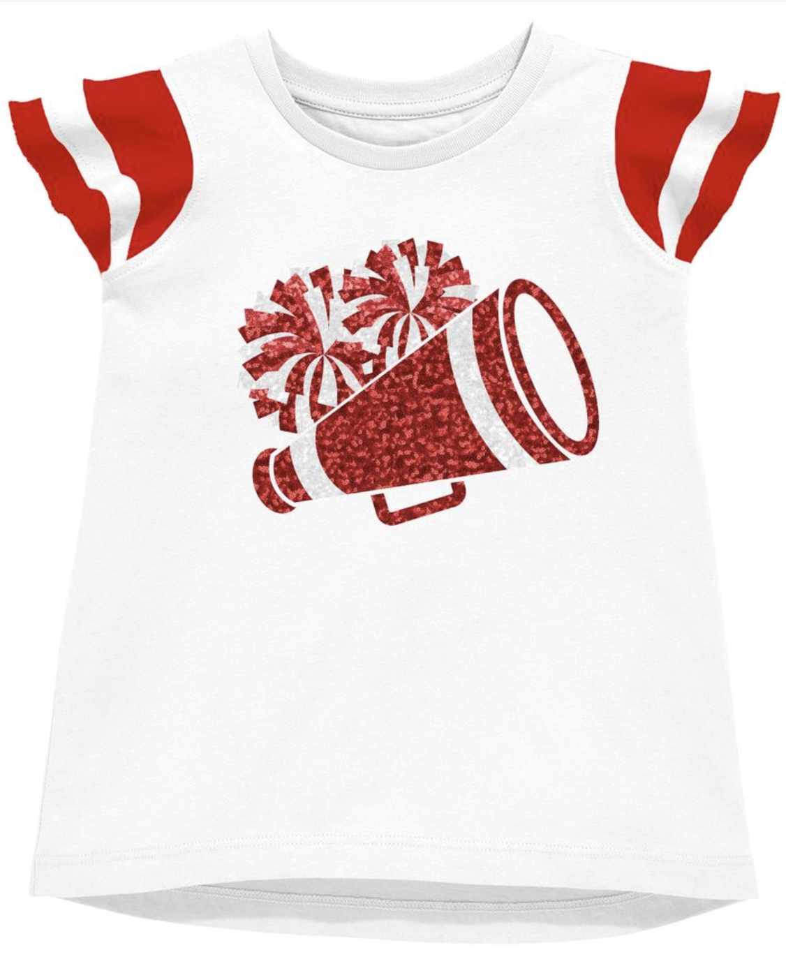 Shimmer Ruffle Sleeve Sequin Cheer in Red GAME DAY