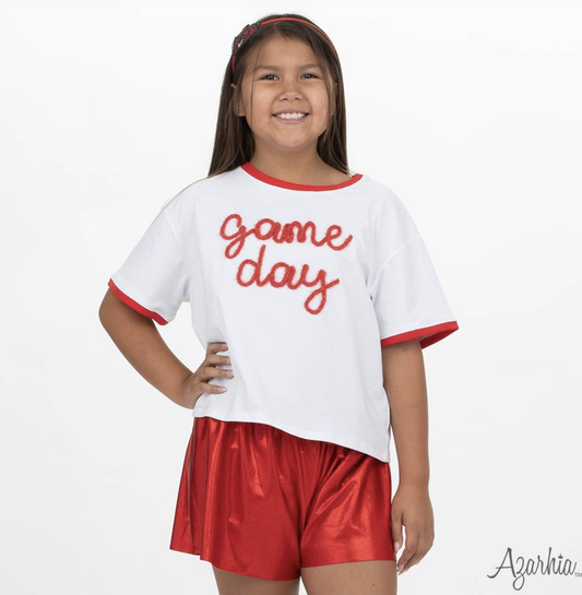 Tinsel Game Day Ringer Boxy T' Red