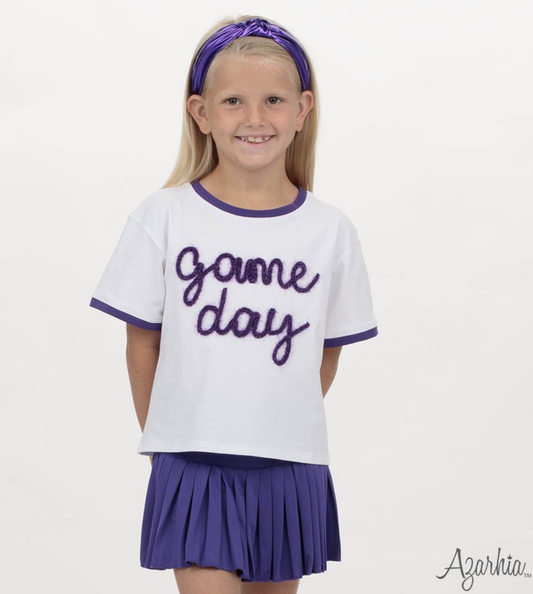 Tinsel Game Day Ringer Boxy T' Purple