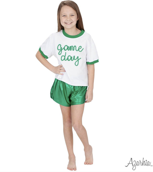 Tinsel Game Day Ringer Boxy T' Green