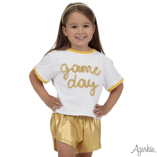 Tinsel Game Day Ringer Boxy T' Gold