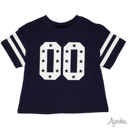 Glitter Double 00 Stars Boxy T Navy Game Day