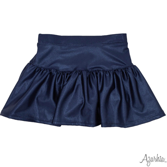 Gathered Skort in Metallic Navy Shimmer