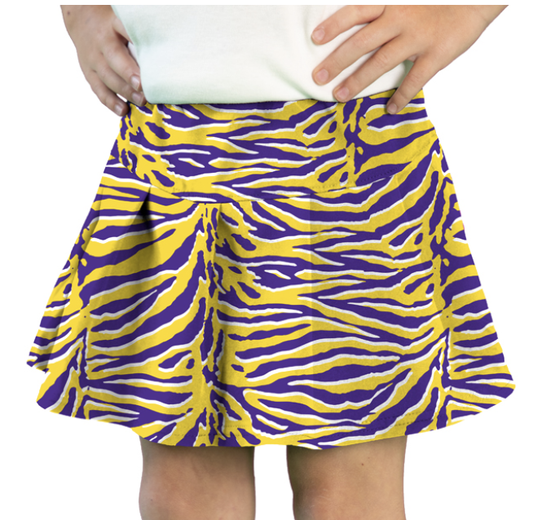 Tennis Skort in Tiger Purple Yellow