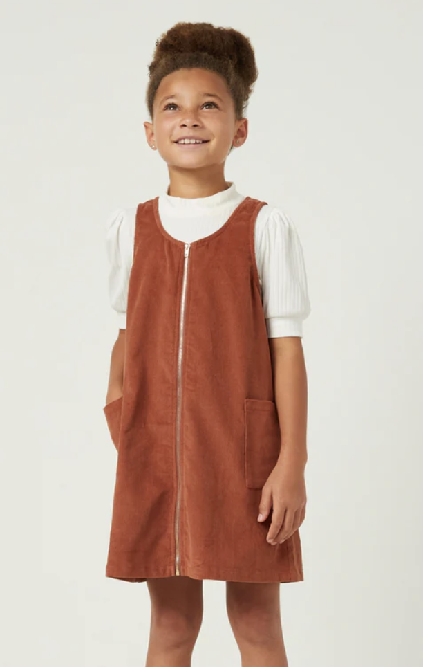 Hayden Girl Brick Zip Up Sleeveless Corduroy Dress