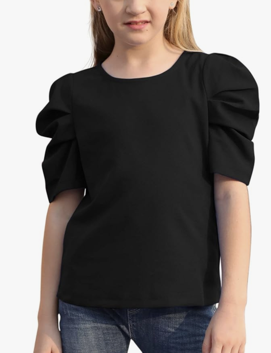 Hayden Girl Black Puff Sleeve Top