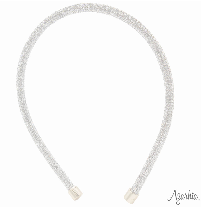 Thin Rhinestone Headband Silver