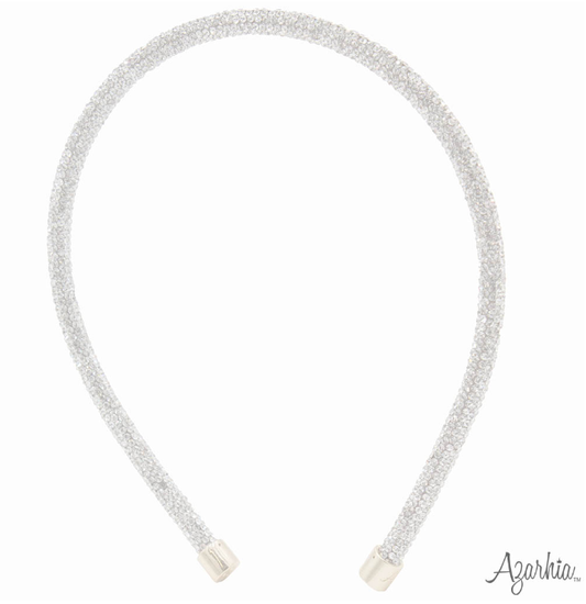Thin Rhinestone Headband Silver