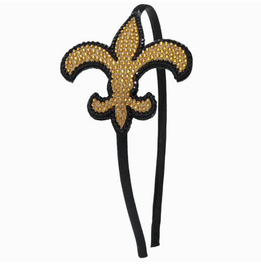 Fleur De Lis Rhinestone Patch Headband