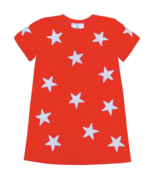 Belle Cher Red Star Sequin Dress