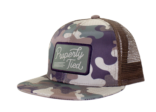 Properly Tied Sportsman Trucker Hat Delta Woodland Camo