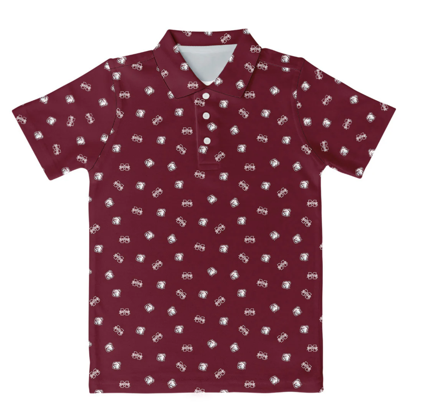 Mississippi State Bulldogs Repeat Logo Maroon Short Sleeve Polo Shirt
