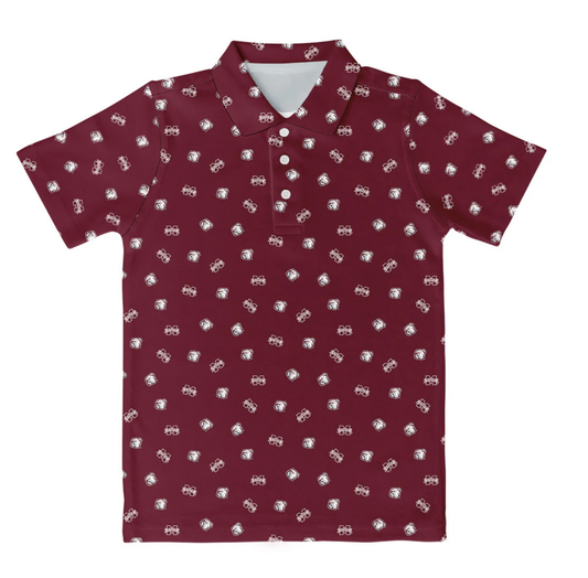 Mississippi State Bulldogs Repeat Logo Maroon Short Sleeve Polo Shirt