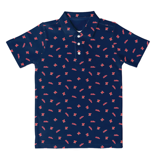 Ole Miss Rebels Repeat Logo Blue Short Sleeve Polo Shirt