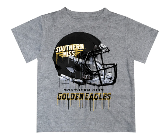 Southern Miss Golden Eagles Dripping Football Heather Gray Tee