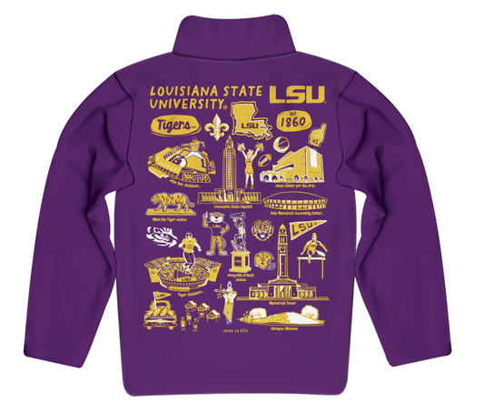 LSU Tigers Impressions Artwork Purple Boys Quarter Zip Pullover