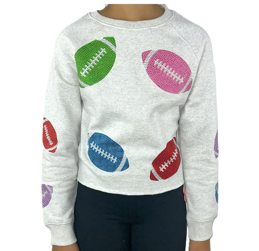 Paper Flower Rhinestone Footballs Sweatshirt