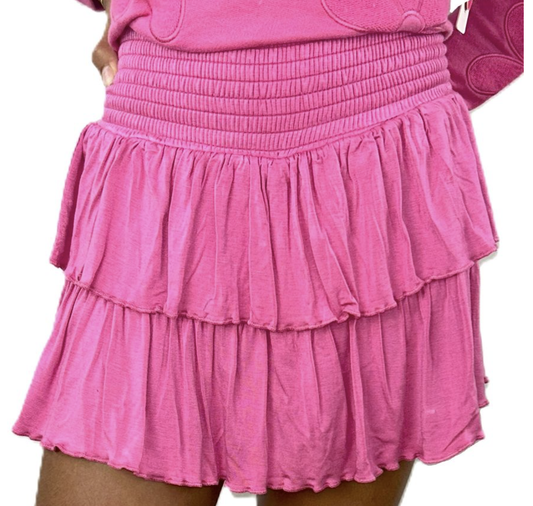 Paper Flower Ruffle Skort - Azalea Pink