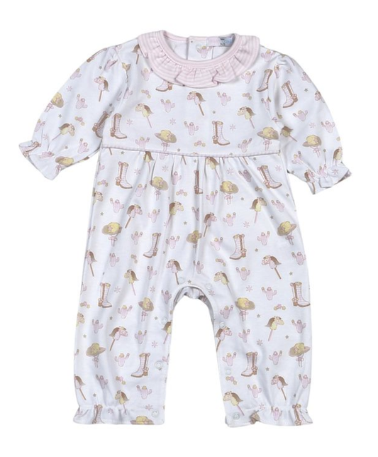 Baby Loren Howdy Baby Pima Romper Pink