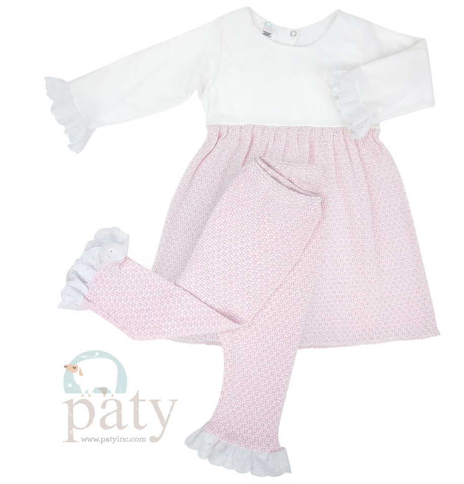 Paty Dress w/Eyelet Leggings Pink