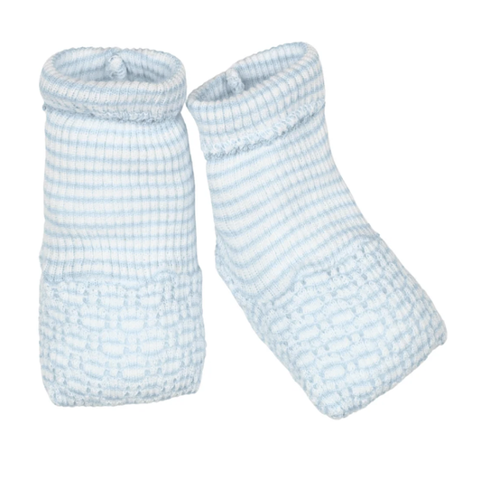 Paty Knit Booties Blue w/Blue Bow