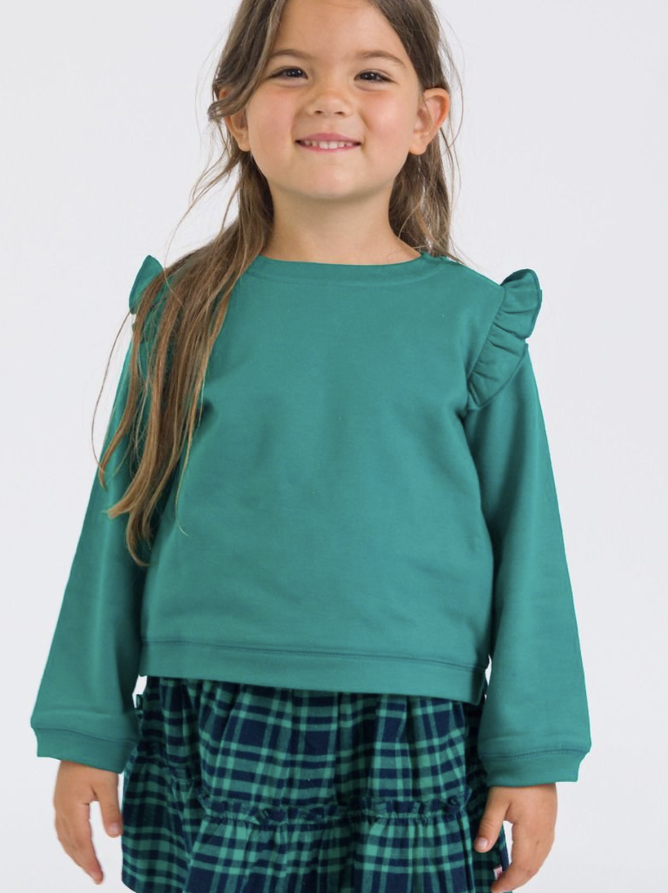 Ruffle Butts Emerald Green Flutter Sweatshirt