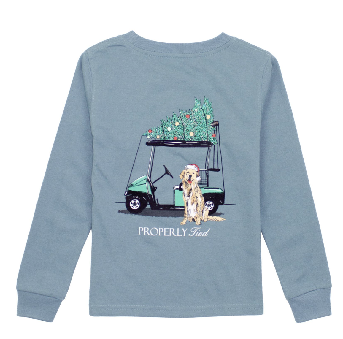 Properly Tied Santa's Caddy LS Steel Blue Tee