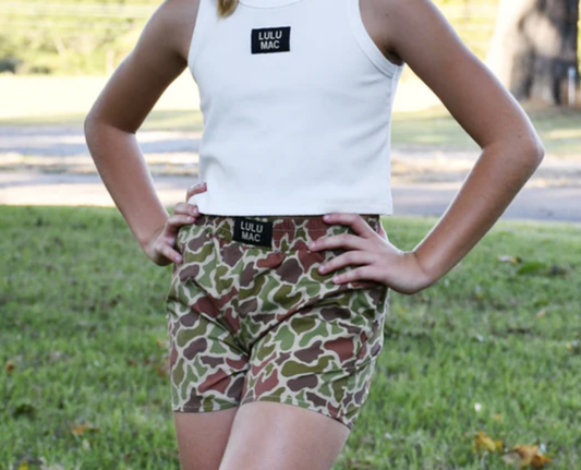 LULU MAC Dark Camo Printed Youth Shorts