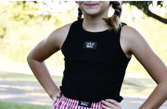 LULU MAC Black Solid Youth Tank
