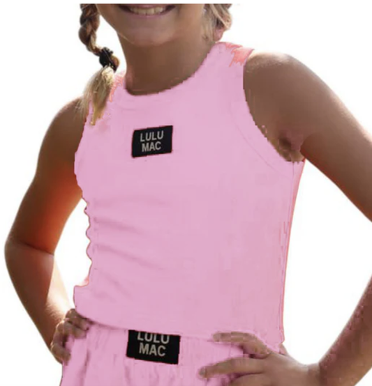 LULU MAC Light Pink Solid Youth Tank