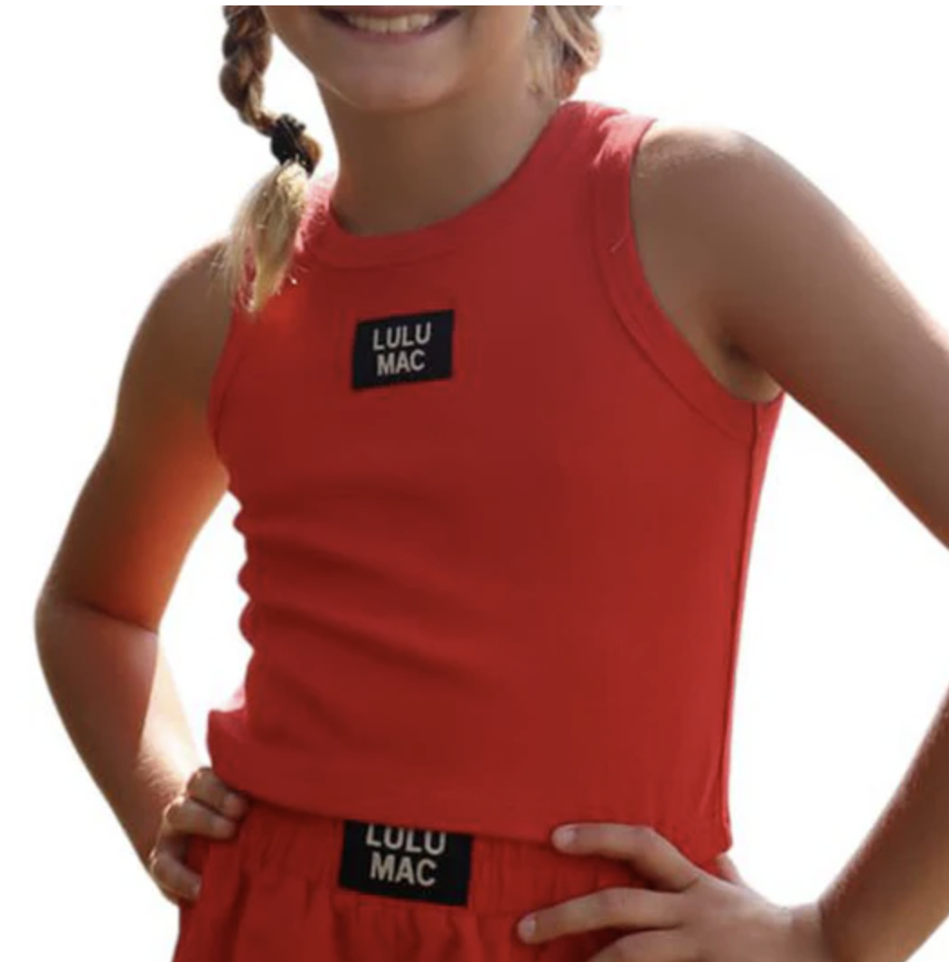 LULU MAC Red Solid Youth Tank