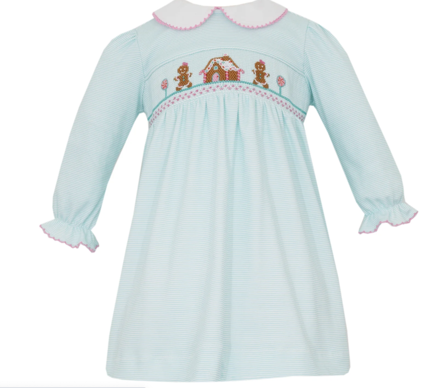 Petit Bebe Gingerbread House Aqua Knit Dress