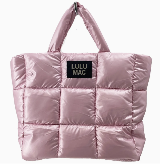 LULU MAC Large Puffer Metallic Handbag-Rose Gold