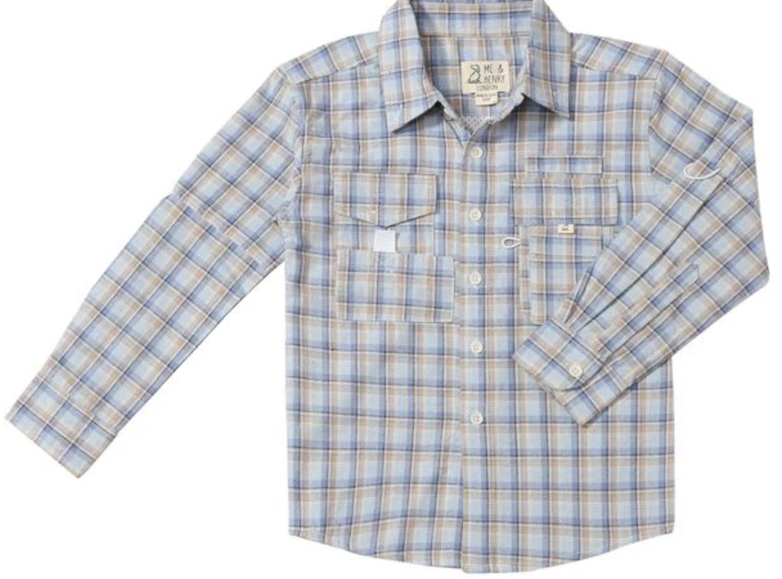 Me & Henry Sawyer Blue Sky Plaid Fishing Shirt